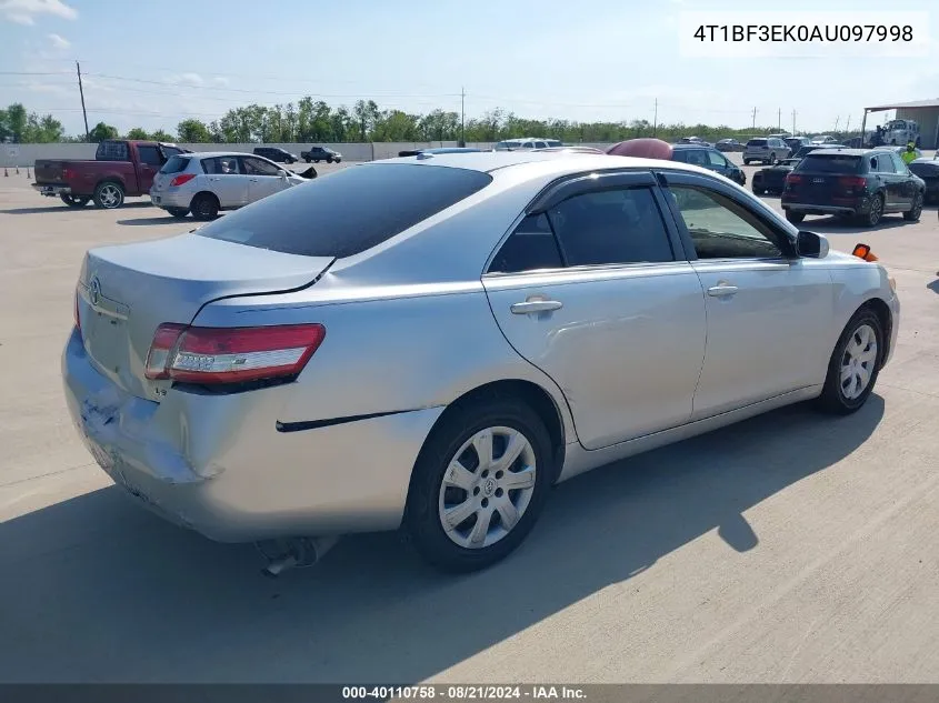 4T1BF3EK0AU097998 2010 Toyota Camry Le