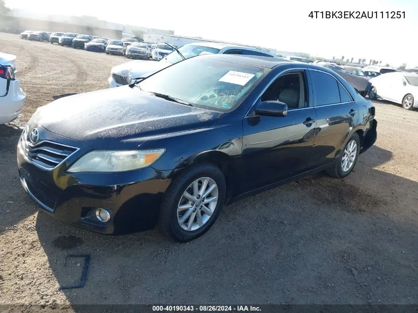 4T1BK3EK2AU111251 2010 Toyota Camry Xle V6