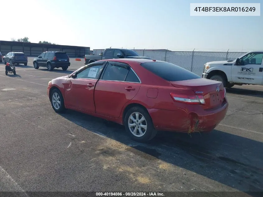 4T4BF3EK8AR016249 2010 Toyota Camry Le