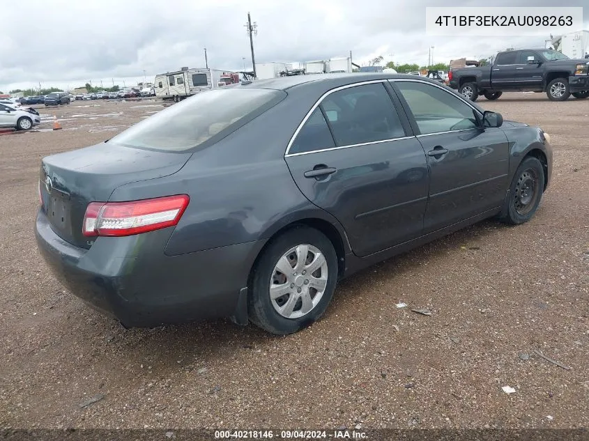 2010 Toyota Camry Le VIN: 4T1BF3EK2AU098263 Lot: 40218146