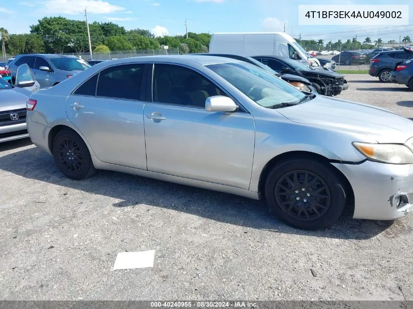 2010 Toyota Camry Le VIN: 4T1BF3EK4AU049002 Lot: 40240955