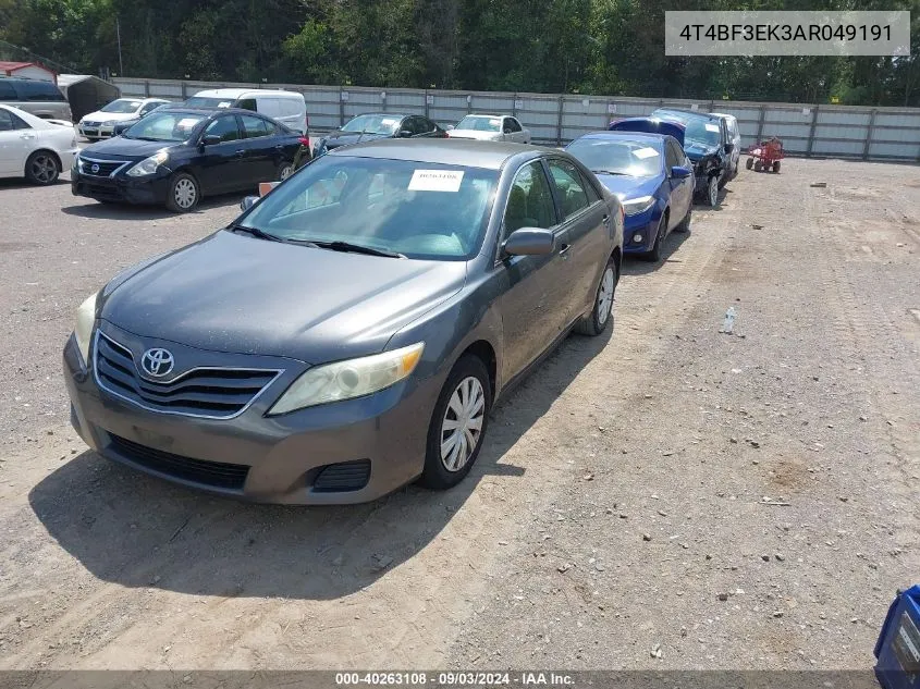 2010 Toyota Camry Le VIN: 4T4BF3EK3AR049191 Lot: 40263108