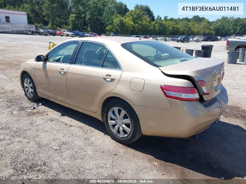 2010 Toyota Camry Le VIN: 4T1BF3EK6AU011481 Lot: 40269670