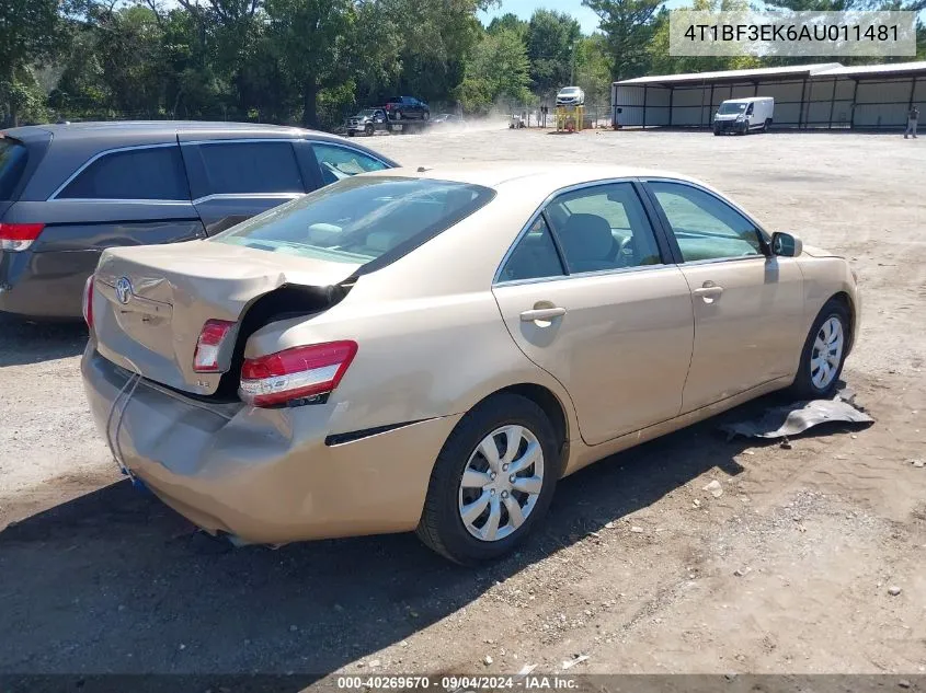 2010 Toyota Camry Le VIN: 4T1BF3EK6AU011481 Lot: 40269670