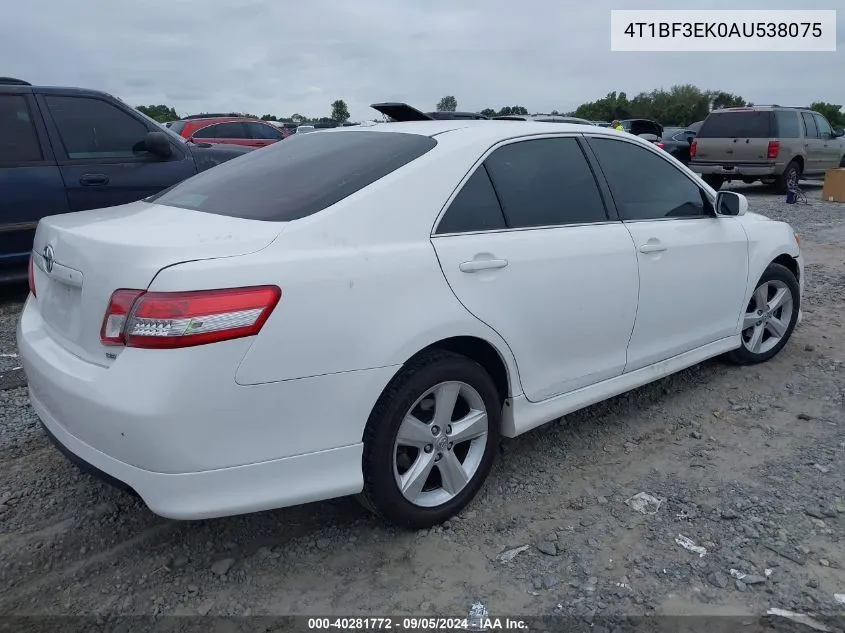 2010 Toyota Camry Se VIN: 4T1BF3EK0AU538075 Lot: 40281772