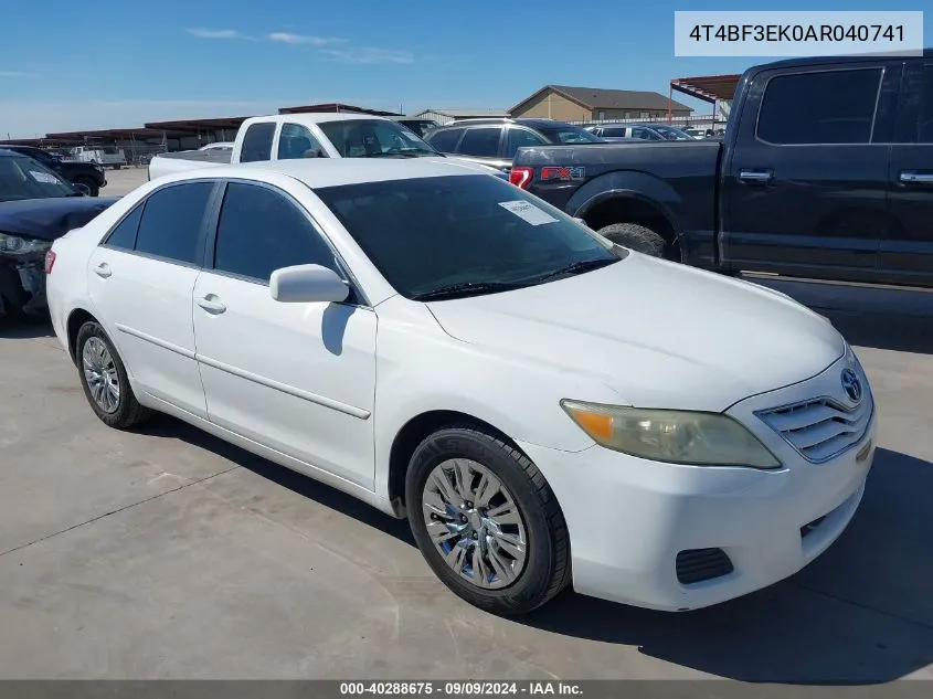 2010 Toyota Camry Le VIN: 4T4BF3EK0AR040741 Lot: 40288675