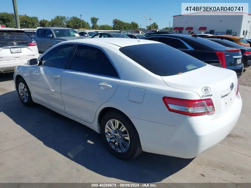 2010 Toyota Camry Le VIN: 4T4BF3EK0AR040741 Lot: 40288675