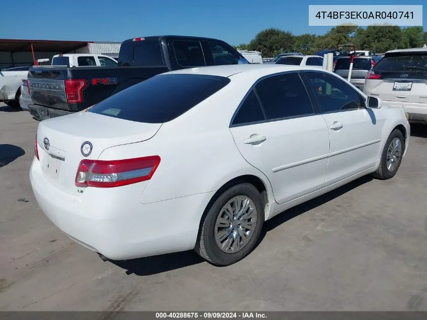 2010 Toyota Camry Le VIN: 4T4BF3EK0AR040741 Lot: 40288675