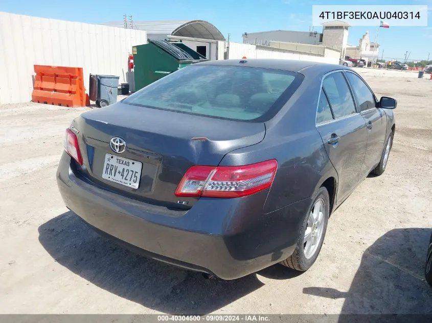 2010 Toyota Camry Le VIN: 4T1BF3EK0AU040314 Lot: 40304500