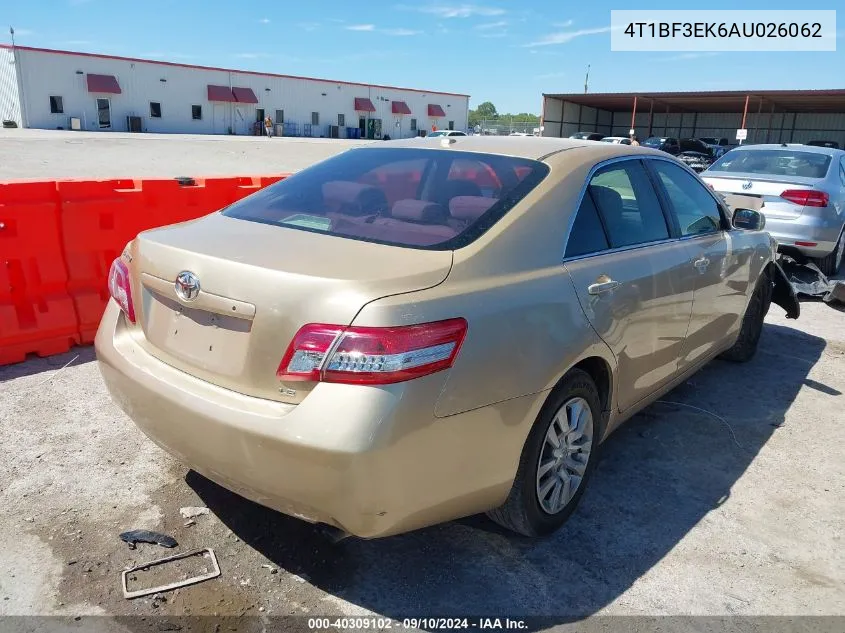 2010 Toyota Camry Le VIN: 4T1BF3EK6AU026062 Lot: 40309102