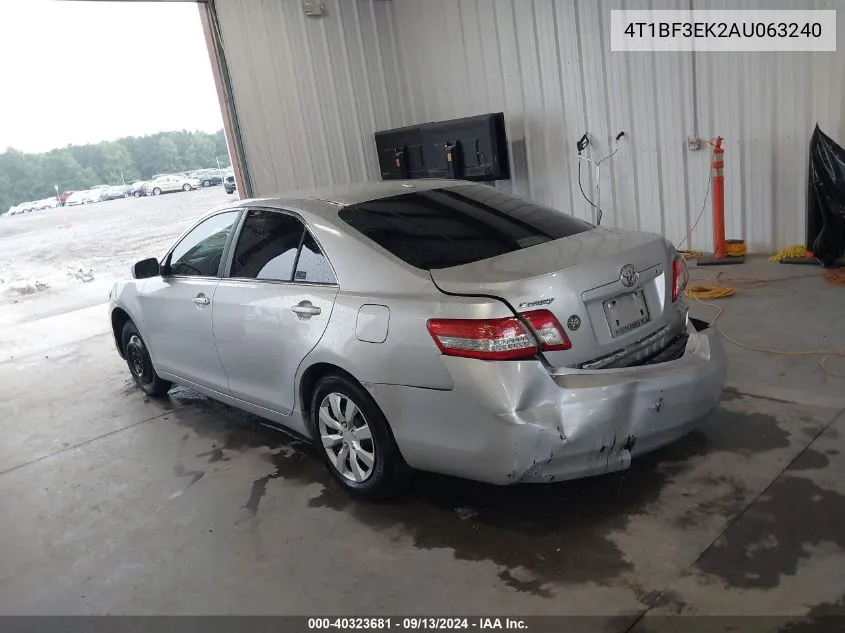 2010 Toyota Camry Se/Le/Xle VIN: 4T1BF3EK2AU063240 Lot: 40323681