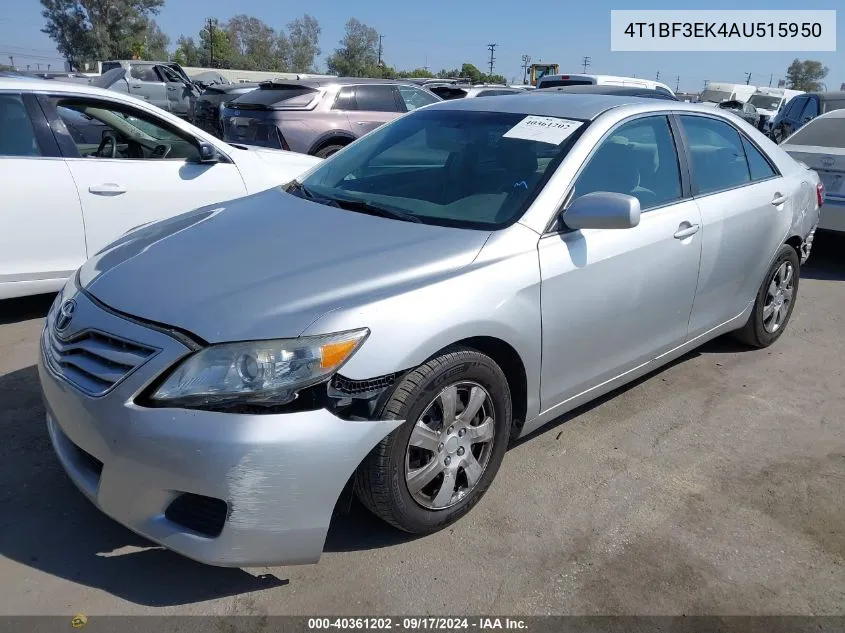 2010 Toyota Camry Le VIN: 4T1BF3EK4AU515950 Lot: 40361202