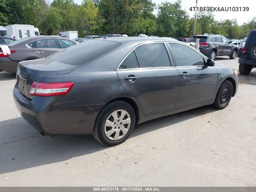 2010 Toyota Camry Le VIN: 4T1BF3EK6AU103139 Lot: 40372175