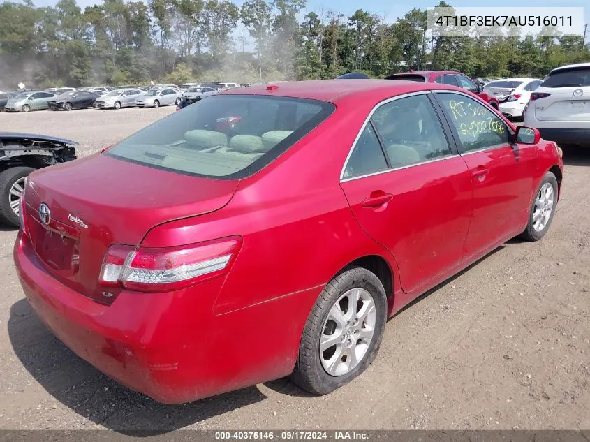 4T1BF3EK7AU516011 2010 Toyota Camry Le