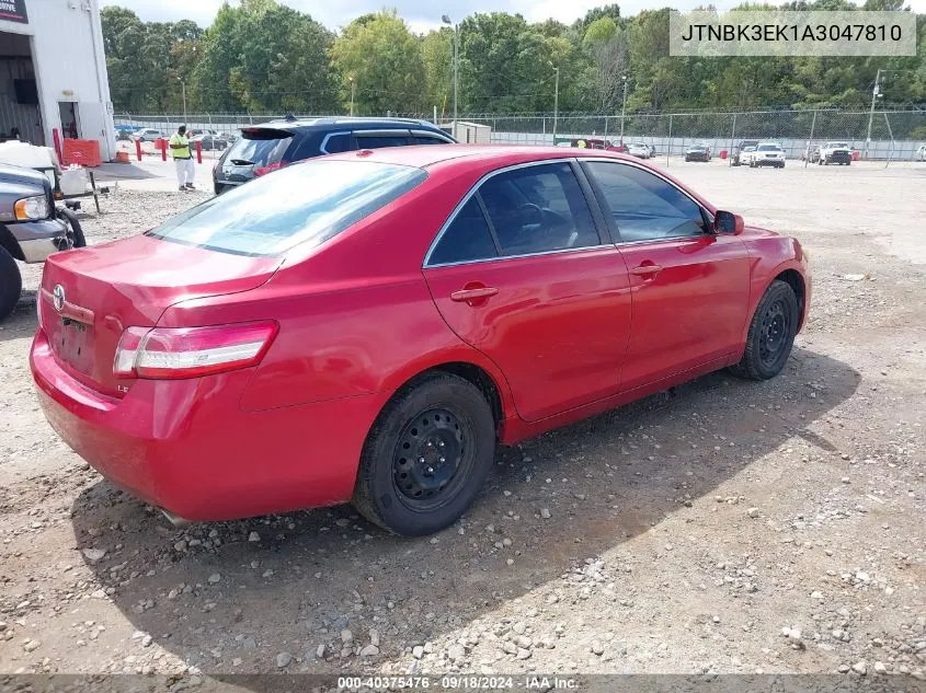 2010 Toyota Camry Le V6 VIN: JTNBK3EK1A3047810 Lot: 40375476