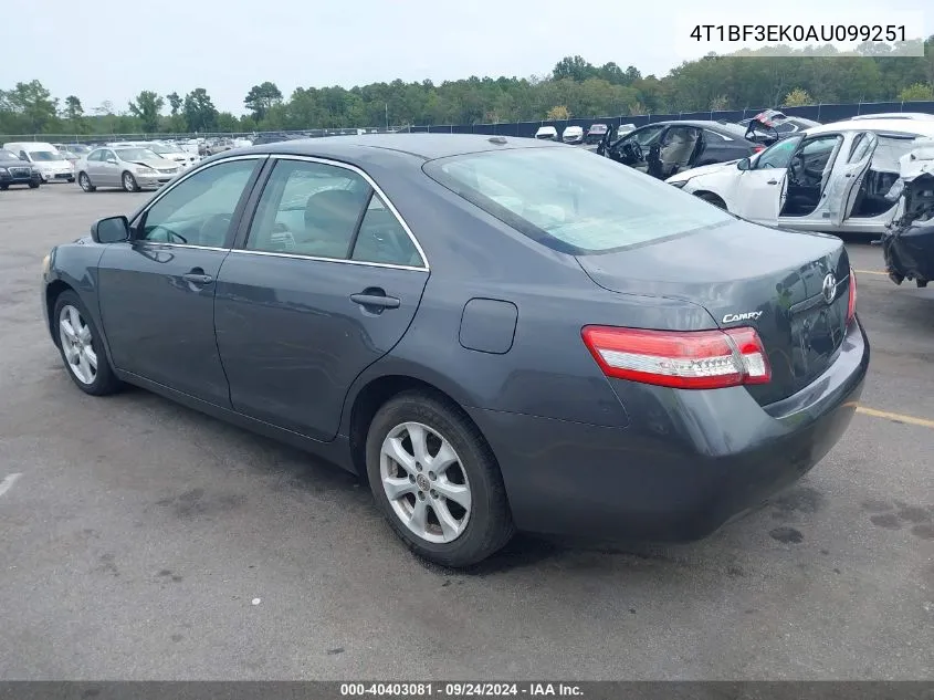 2010 Toyota Camry Le VIN: 4T1BF3EK0AU099251 Lot: 40403081