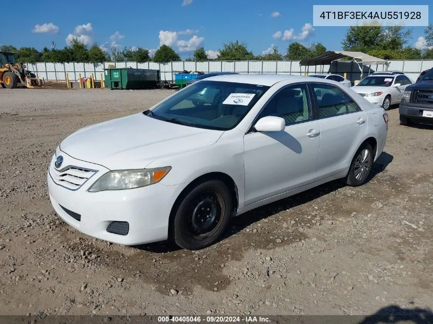 2010 Toyota Camry Le VIN: 4T1BF3EK4AU551928 Lot: 40405046