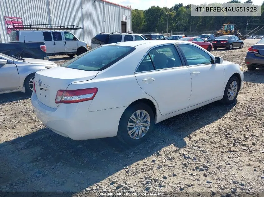 2010 Toyota Camry Le VIN: 4T1BF3EK4AU551928 Lot: 40405046