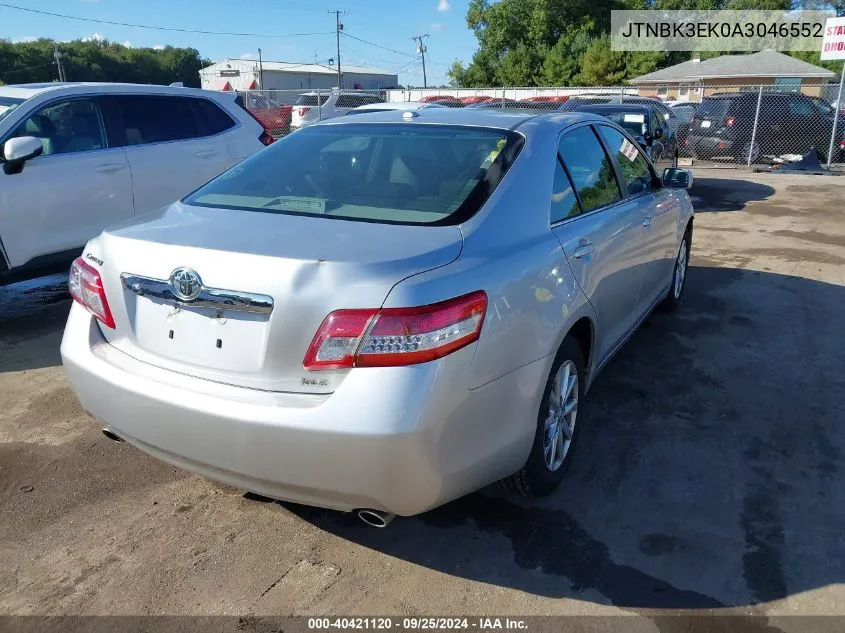 2010 Toyota Camry Xle V6 VIN: JTNBK3EK0A3046552 Lot: 40421120