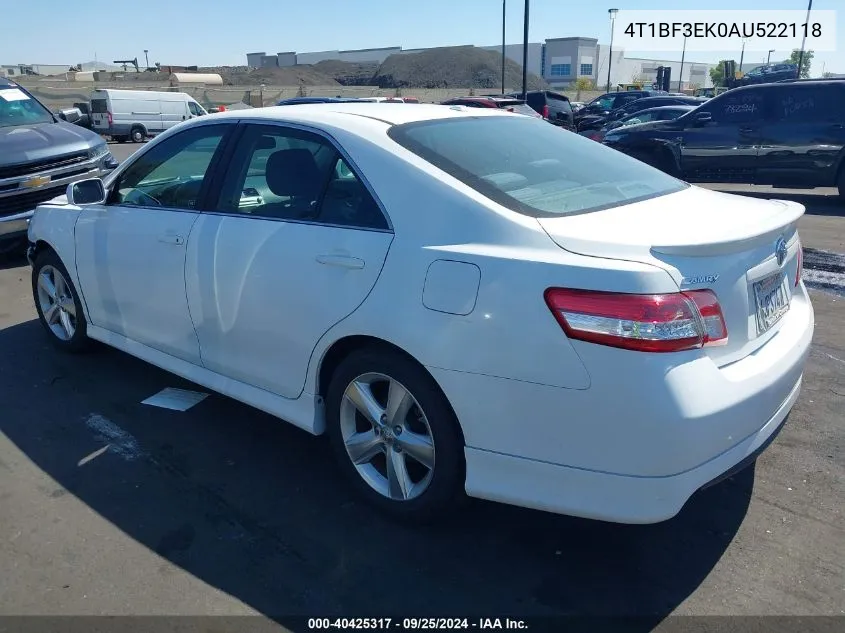 2010 Toyota Camry Se VIN: 4T1BF3EK0AU522118 Lot: 40425317