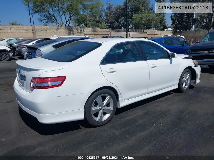 2010 Toyota Camry Se VIN: 4T1BF3EK0AU522118 Lot: 40425317