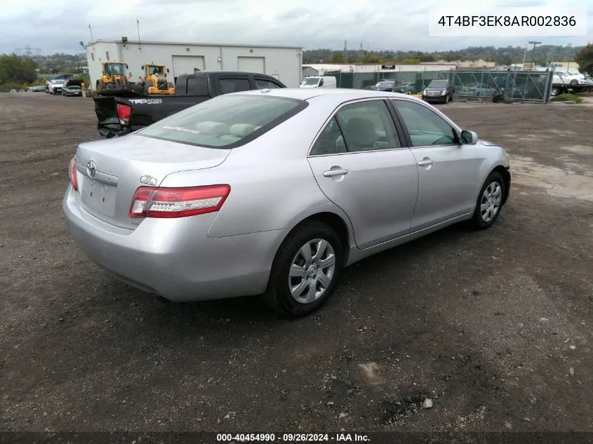 2010 Toyota Camry Le VIN: 4T4BF3EK8AR002836 Lot: 40454990