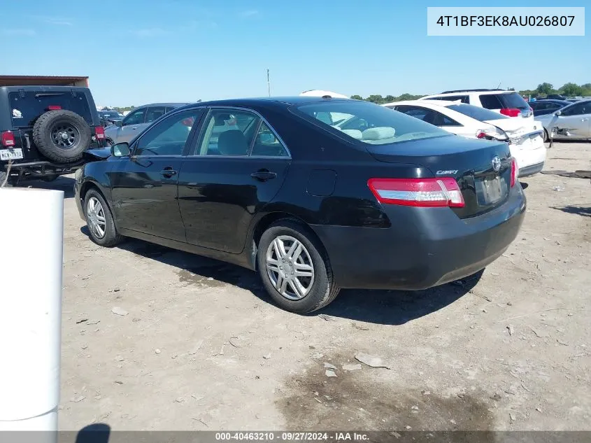 2010 Toyota Camry Base (Retail Orders Only) (A5) VIN: 4T1BF3EK8AU026807 Lot: 40463210