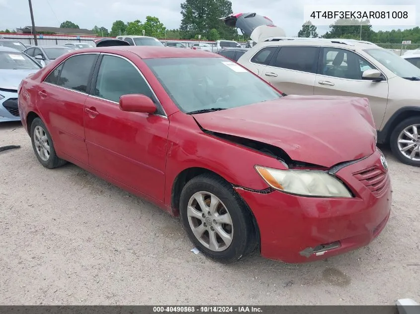 2010 Toyota Camry Le VIN: 4T4BF3EK3AR081008 Lot: 40490563