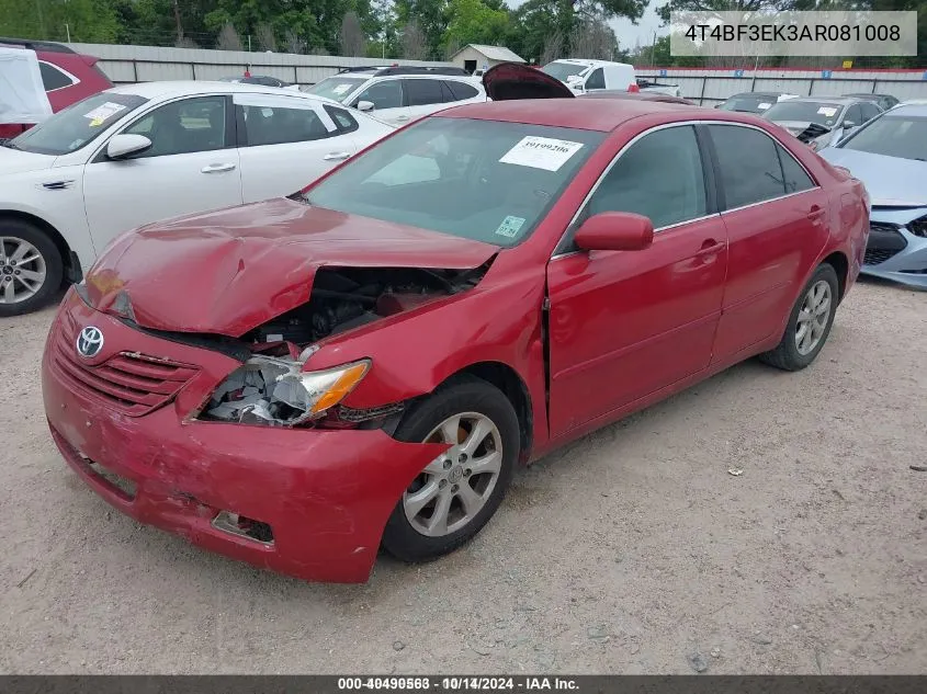 2010 Toyota Camry Le VIN: 4T4BF3EK3AR081008 Lot: 40490563