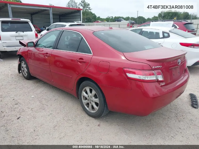 2010 Toyota Camry Le VIN: 4T4BF3EK3AR081008 Lot: 40490563