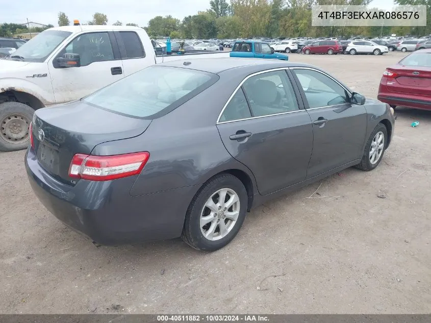 2010 Toyota Camry Le VIN: 4T4BF3EKXAR086576 Lot: 40511882