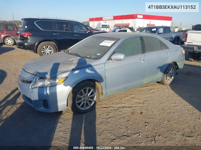 2010 Toyota Camry Hybrid VIN: 4T1BB3EKXAU113152 Lot: 40648485