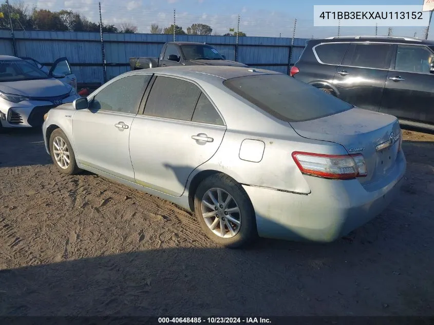 2010 Toyota Camry Hybrid VIN: 4T1BB3EKXAU113152 Lot: 40648485