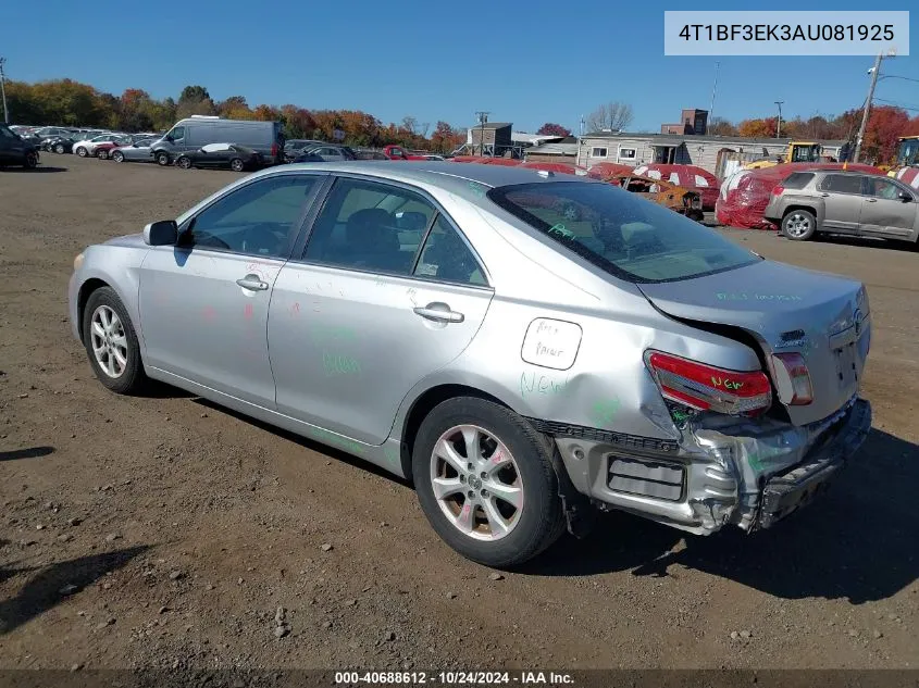 2010 Toyota Camry Le VIN: 4T1BF3EK3AU081925 Lot: 40688612