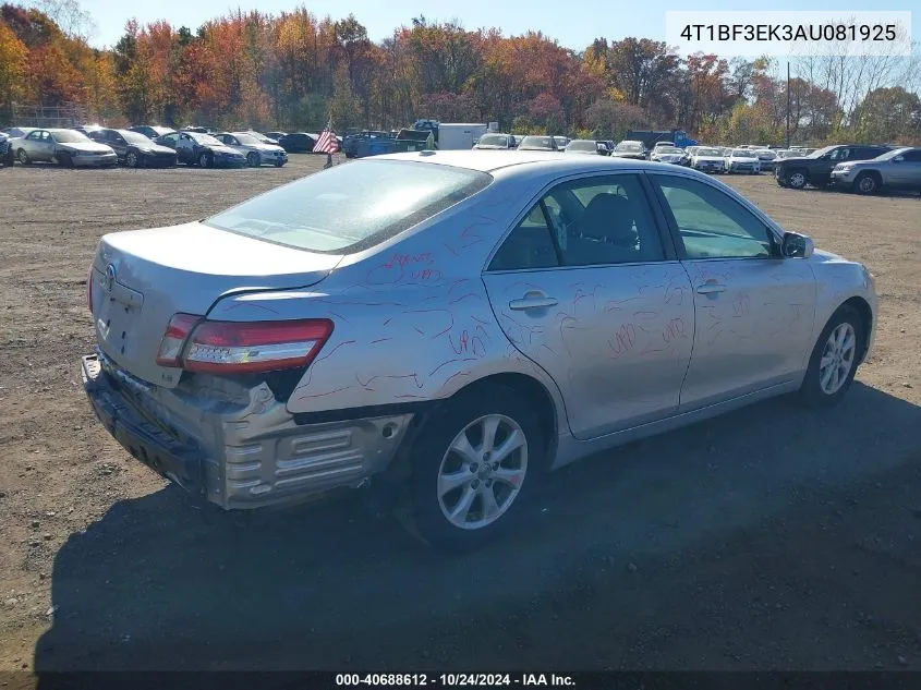 2010 Toyota Camry Le VIN: 4T1BF3EK3AU081925 Lot: 40688612