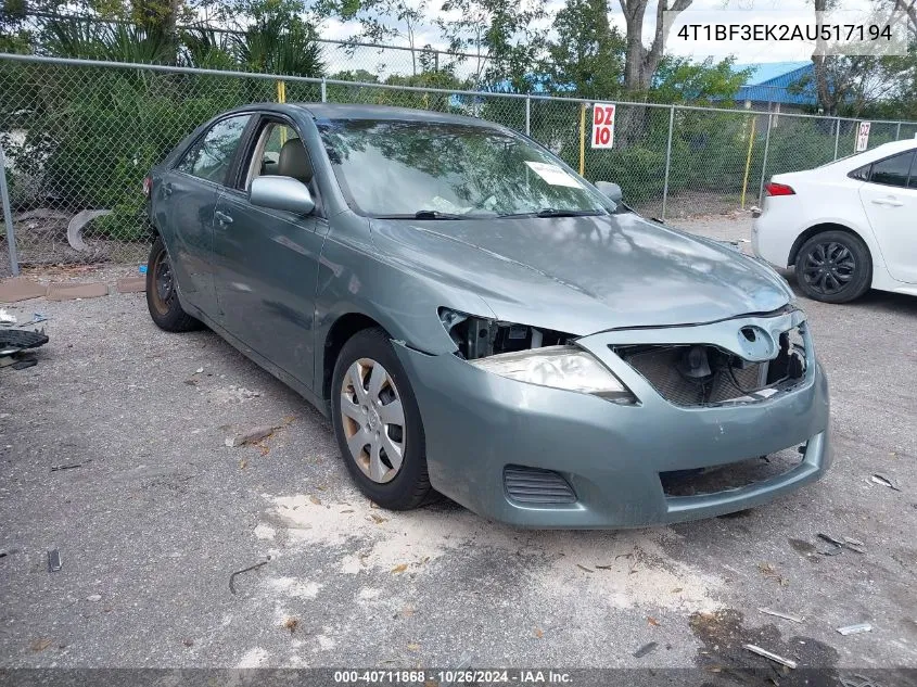 2010 Toyota Camry Le VIN: 4T1BF3EK2AU517194 Lot: 40711868