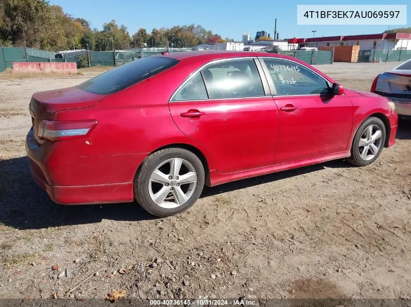 2010 Toyota Camry Se VIN: 4T1BF3EK7AU069597 Lot: 40736145