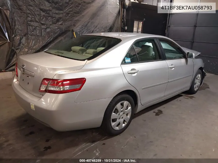 2010 Toyota Camry Le VIN: 4T1BF3EK7AU058793 Lot: 40748259