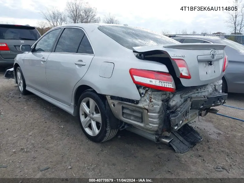 2010 Toyota Camry Se VIN: 4T1BF3EK6AU114805 Lot: 40770579