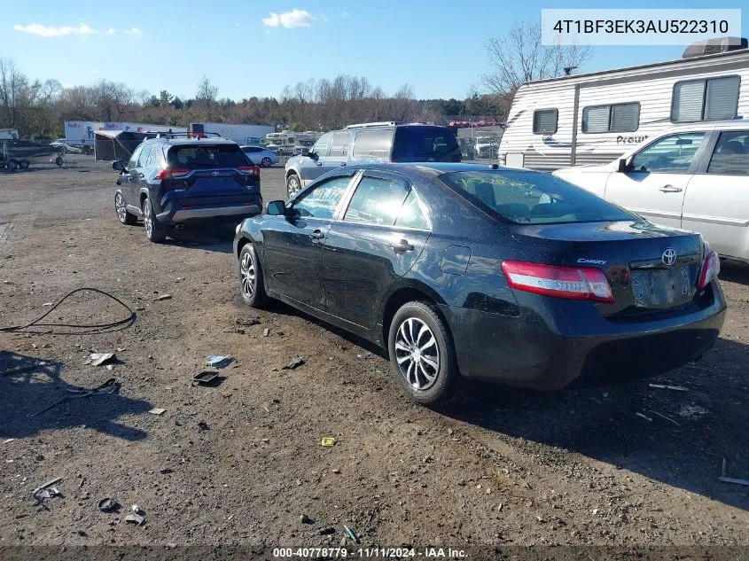 2010 Toyota Camry Le VIN: 4T1BF3EK3AU522310 Lot: 40778779