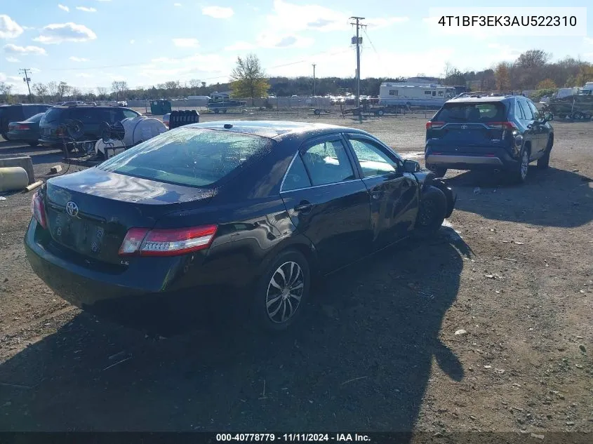 2010 Toyota Camry Le VIN: 4T1BF3EK3AU522310 Lot: 40778779