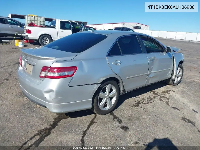 2010 Toyota Camry Se V6 VIN: 4T1BK3EK6AU106988 Lot: 40833912