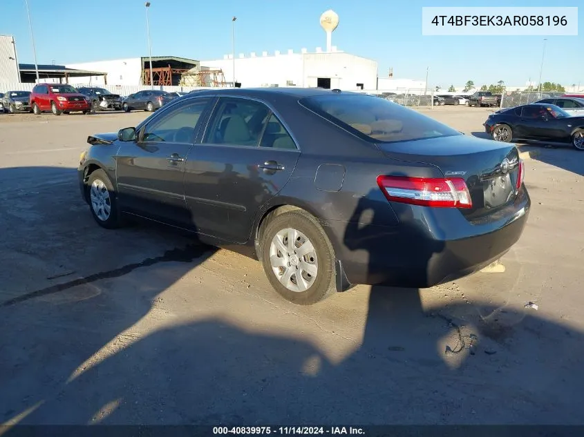 2010 Toyota Camry Le VIN: 4T4BF3EK3AR058196 Lot: 40839975