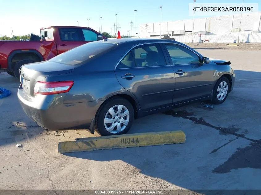 2010 Toyota Camry Le VIN: 4T4BF3EK3AR058196 Lot: 40839975