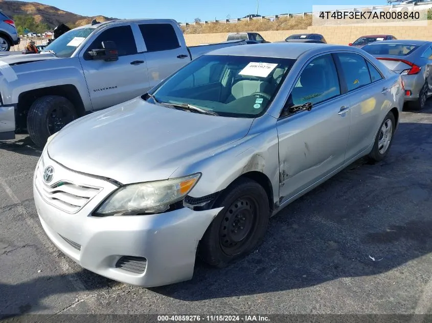 2010 Toyota Camry Le VIN: 4T4BF3EK7AR008840 Lot: 40859276