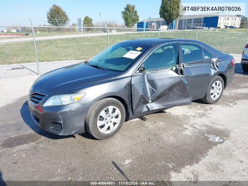 2010 Toyota Camry Le VIN: 4T4BF3EK4AR078036 Lot: 40864901