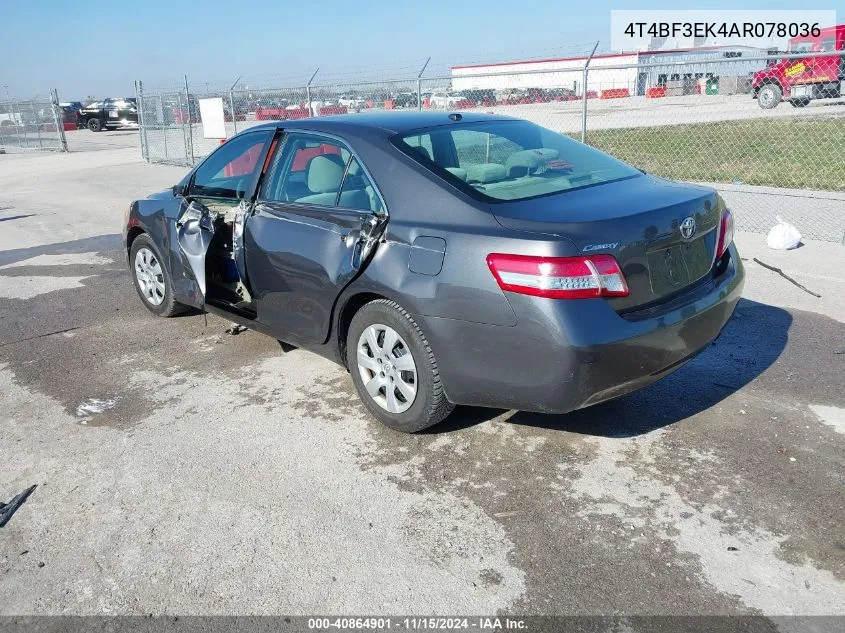 2010 Toyota Camry Le VIN: 4T4BF3EK4AR078036 Lot: 40864901