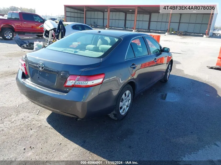 2010 Toyota Camry Le VIN: 4T4BF3EK4AR078036 Lot: 40864901