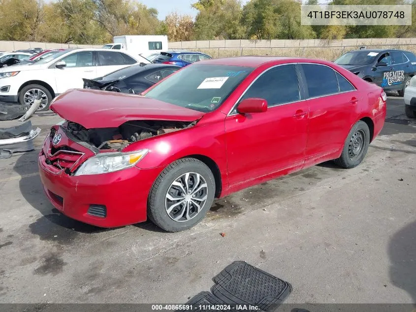 2010 Toyota Camry Le VIN: 4T1BF3EK3AU078748 Lot: 40865691