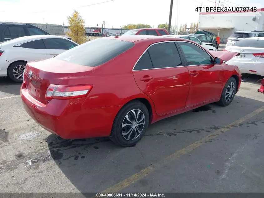 2010 Toyota Camry Le VIN: 4T1BF3EK3AU078748 Lot: 40865691